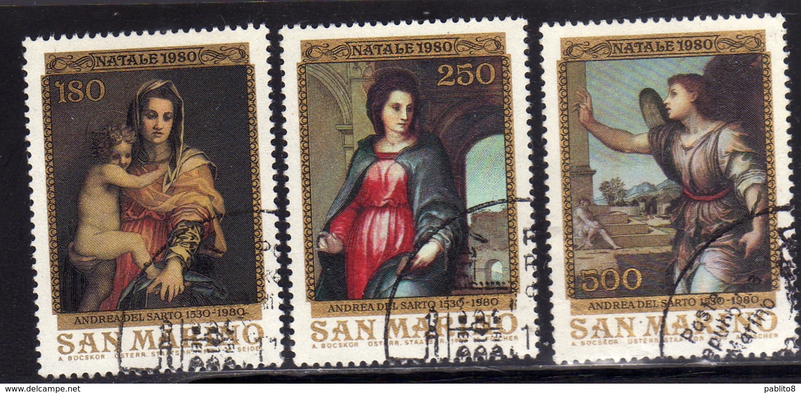 REPUBBLICA DI SAN MARINO 1980 NATALE CHRISTMAS NOEL WEIHNACHTEN NAVIDAD SERIE COMPLETA COMPLETE SET USATA USED OBLITERE' - Used Stamps