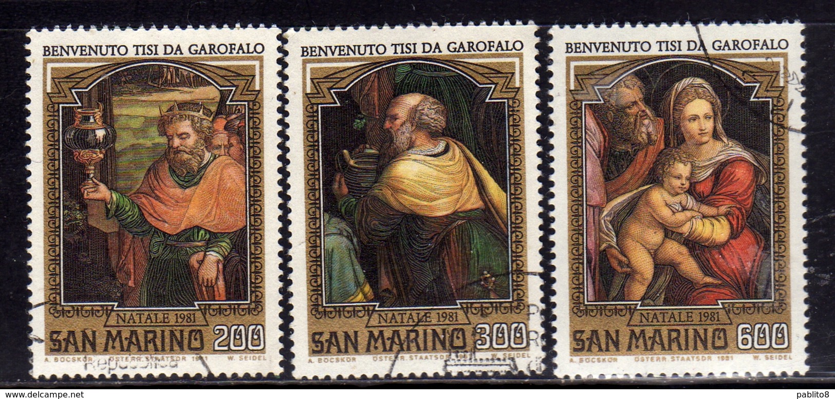 REPUBBLICA DI SAN MARINO 1981 NATALE CHRISTMAS NOEL WEIHNACHTEN NAVIDAD SERIE COMPLETA COMPLETE SET USATA USED OBLITERE' - Usati