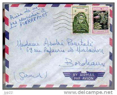 Lettre Par Avion By Air Mail AOF Afrique Occidentale Française - 2 Tp - Pour Mme Pourtalé Bordeaux - Covers & Documents