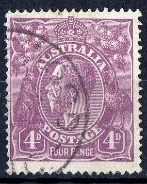 Australia 1918 King George V 4d Violet - Single Crown Wmk Used - Actual Stamp - - SG64 - Used Stamps