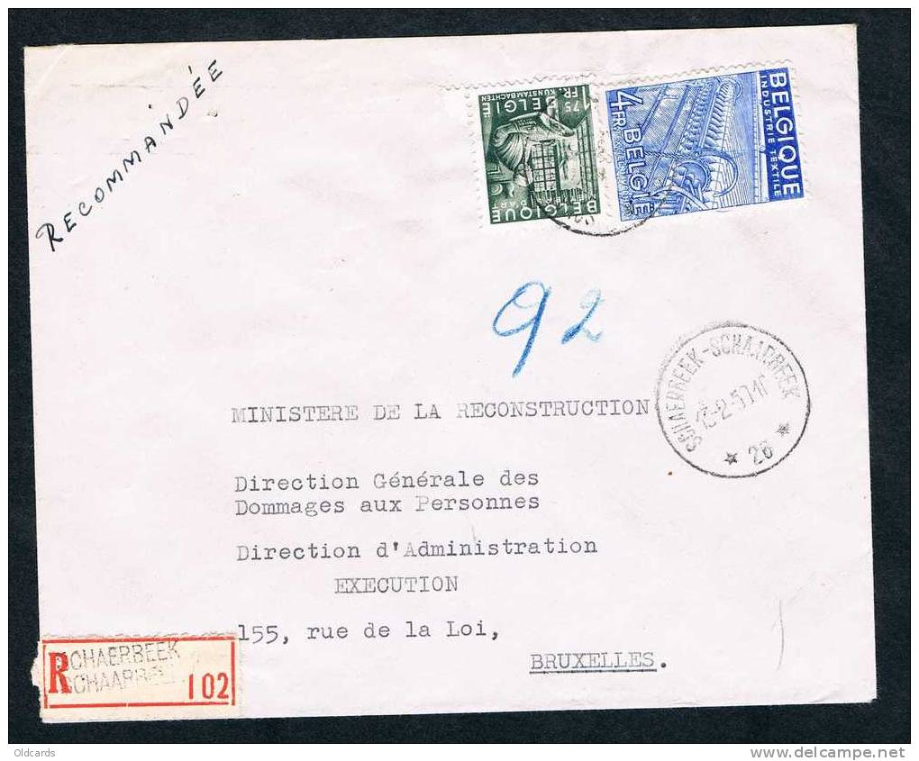 Lettre Recomm. Affr. N°768+771 De L'AGENCE Bil "26*SCHAERBEEK*/1950" - Lettres & Documents