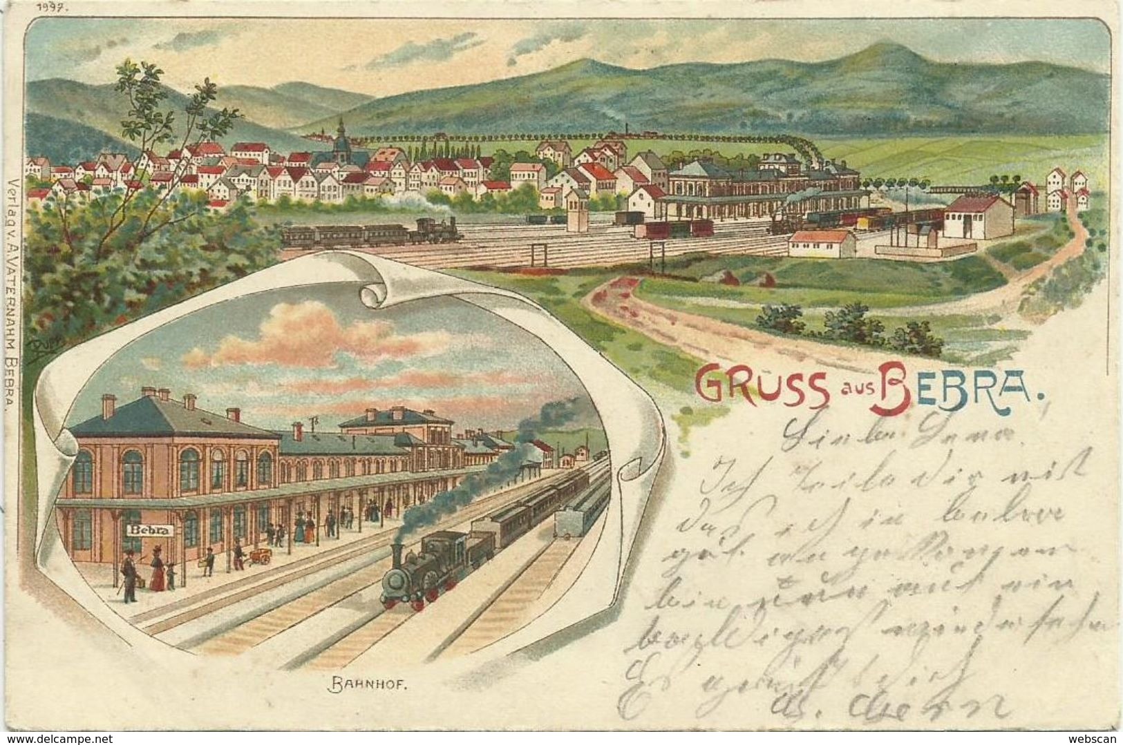 AK Bebra Mehrbild-Farblitho Ort & Bahnhof Zug #1899 #02 - Bebra