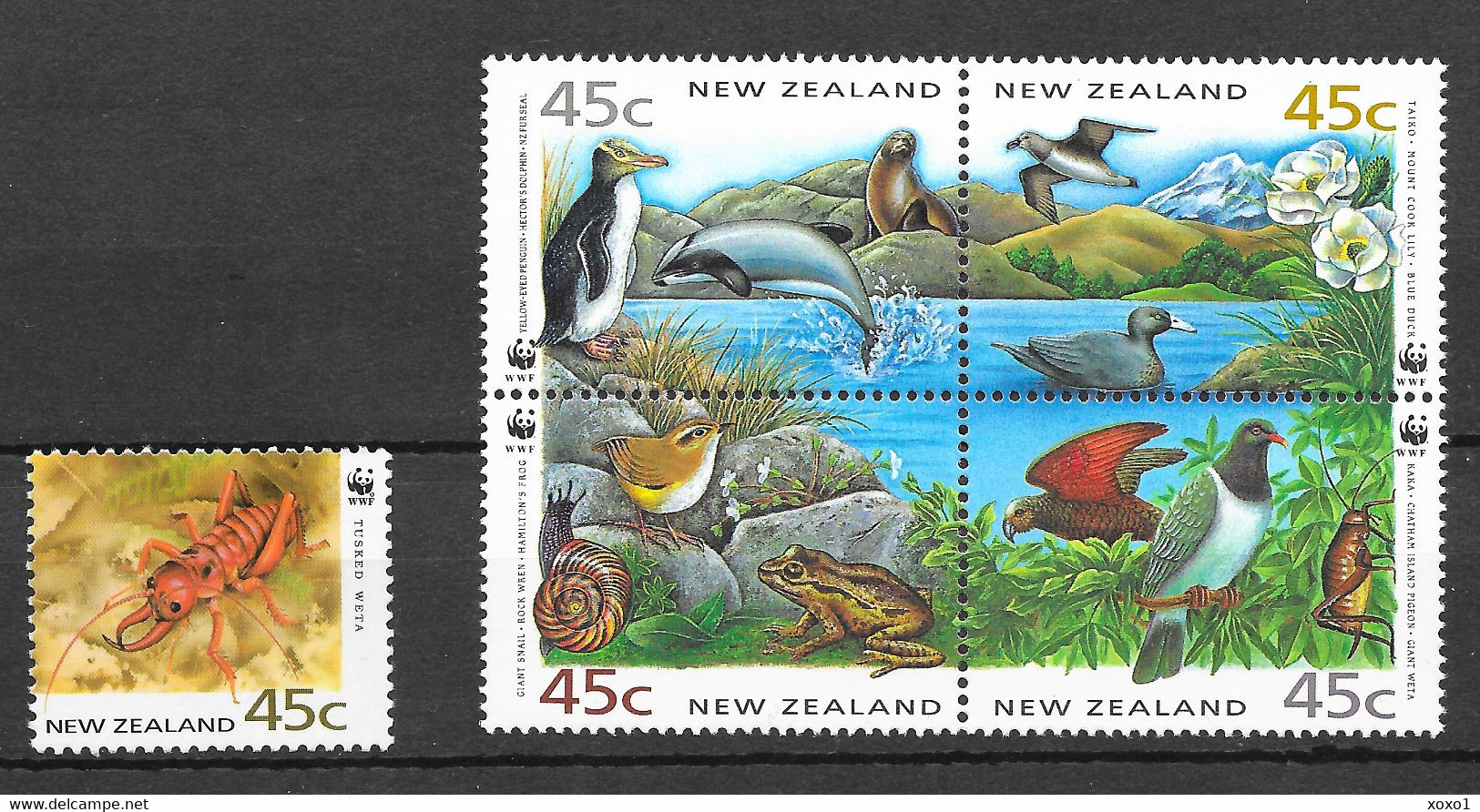 New Zealand 1993 MiNr. 1290 - 1294  Neuseeland WWF Birds Insects Frogs Marine Mammals 5v 1993 MNH** 6,50 € - Dolphins