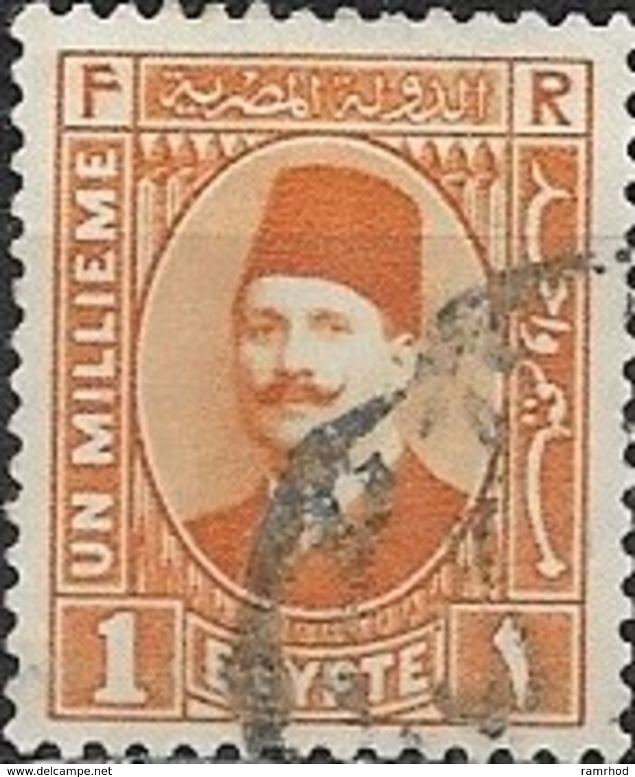 EGYPT 1927 King Fuad I - 1m Orange FU - Gebraucht