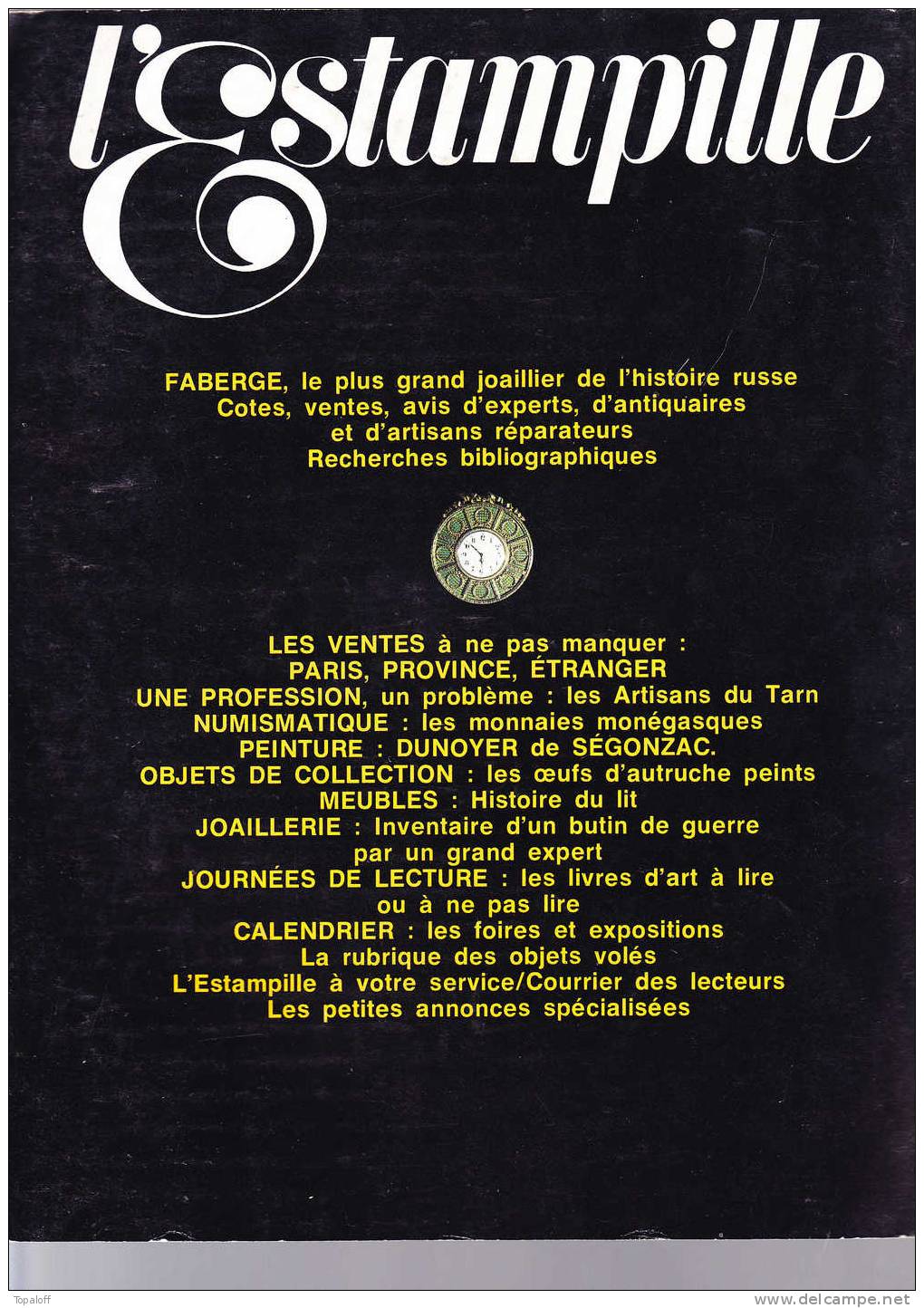 L'ESTAMPILLE N°74  Février 1976     84 Pages  Fabergé  Oeufs D'autruche - Brocantes & Collections