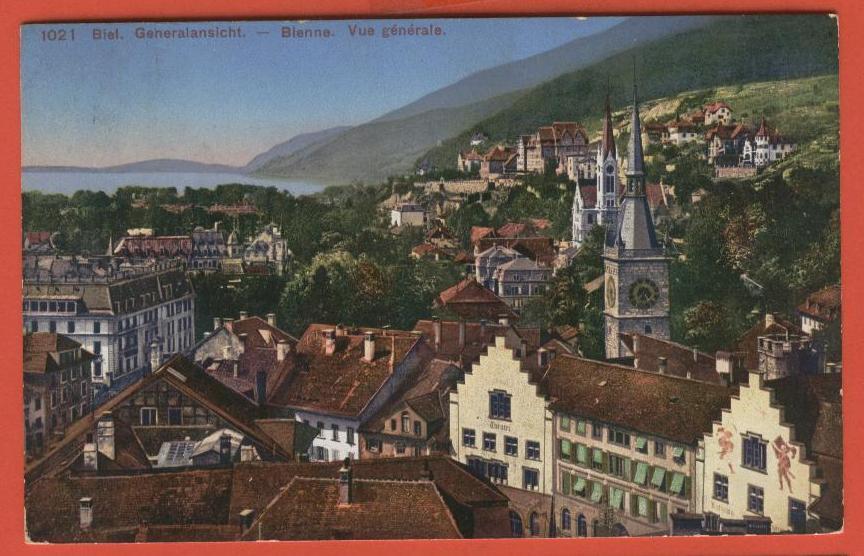 B583, Biel, Bienne, Generalansicht, 1021, Circulée  1915 - Bienne