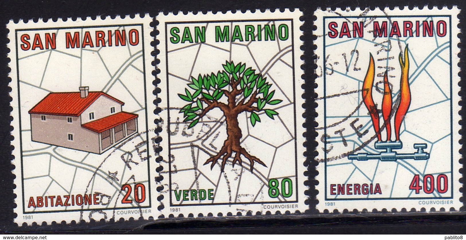 REPUBBLICA DI SAN MARINO 1981 PIANO REGOLATORE DEL TERRITORIO SERIE COMPLETA COMPLETE SET USATA USED OBLITERE' - Used Stamps