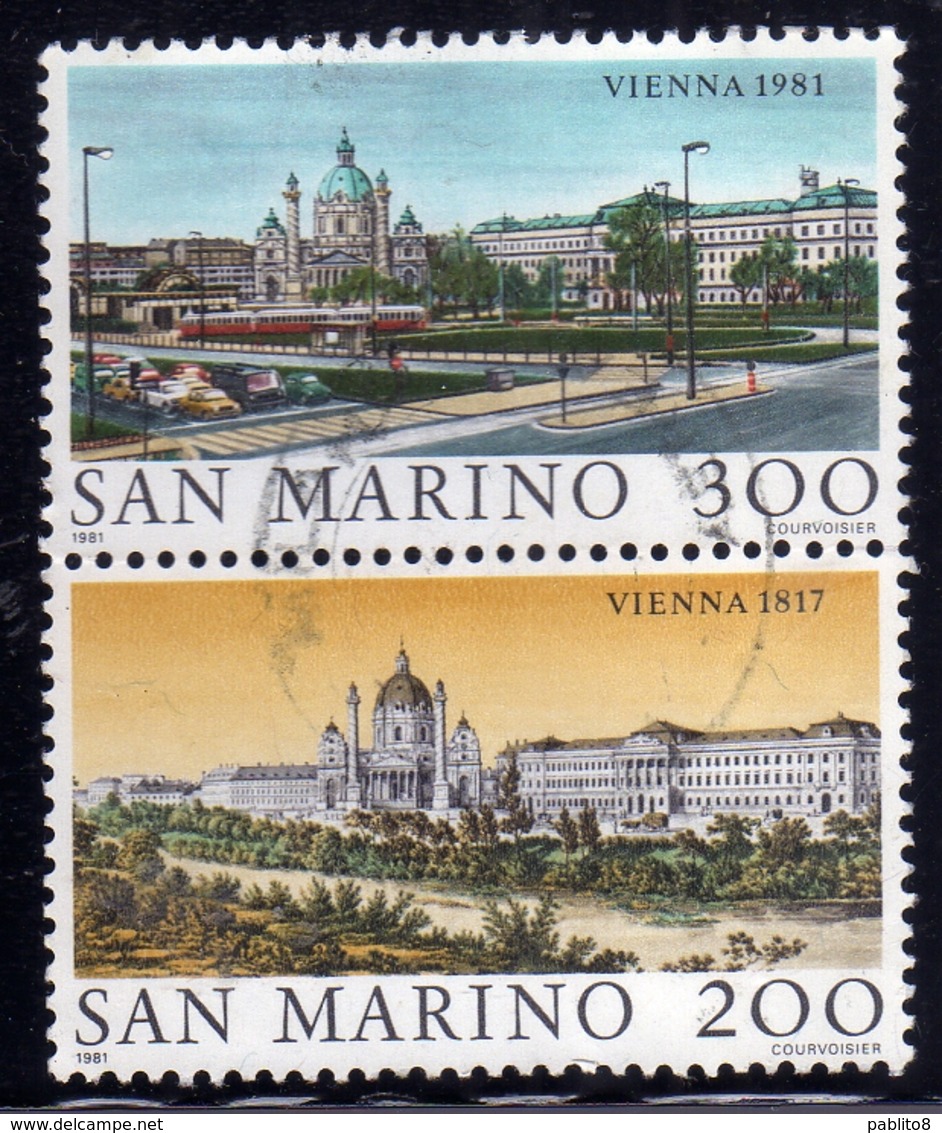 REPUBBLICA DI SAN MARINO 1981 VIENNA WIEN 1817 BLOCCO BLOCK SERIE COMPLETA COMPLETE SET USATA USED OBLITERE' - Used Stamps
