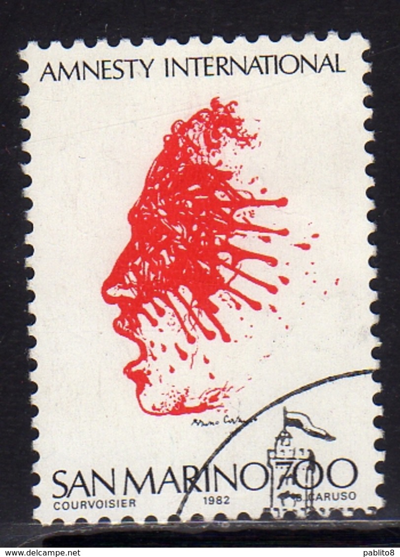 REPUBBLICA DI SAN MARINO 1982 AMNESTY INTERNATIONAL LIRE 700 USATO USED OBLITERE' - Usati