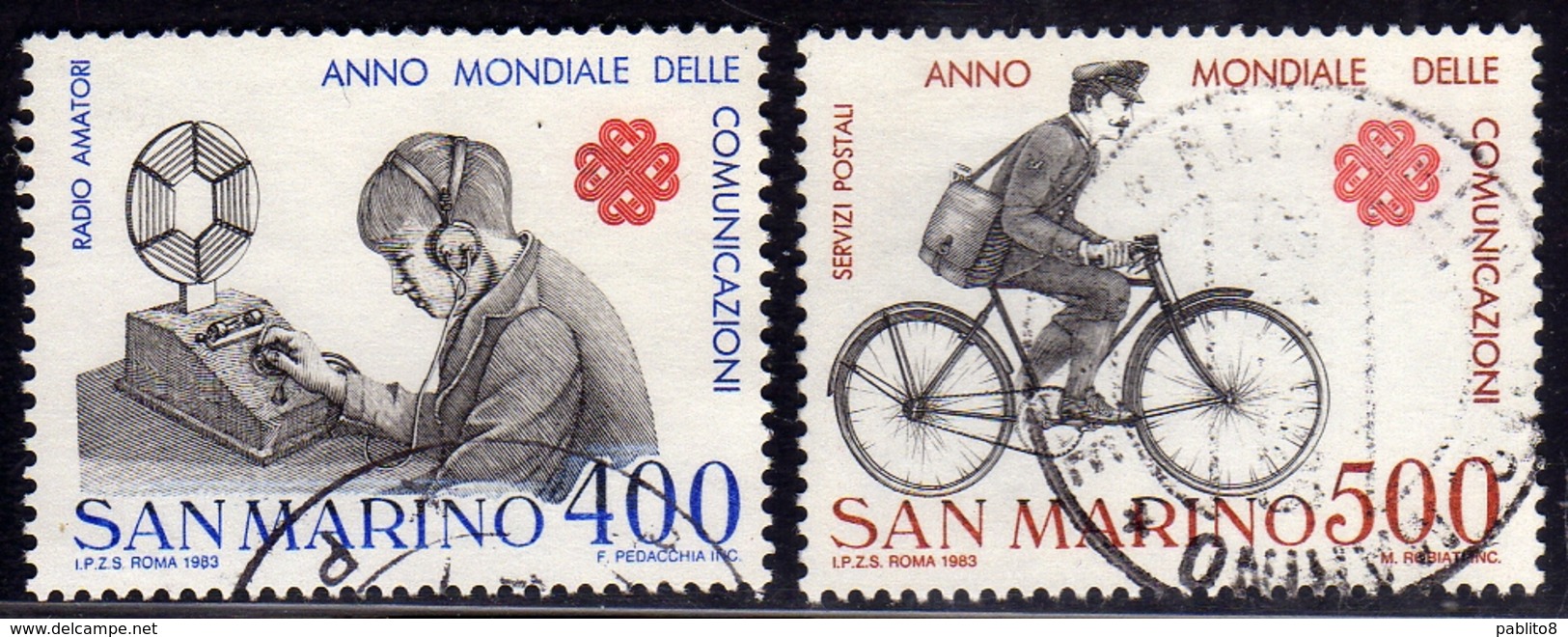 REPUBBLICA DI SAN MARINO 1983 ANNO MONDIALE DELLE COMUNICAZIONI COMMUNICATIONS YEAR SERIE COMPLETA FULL SET USATA USATA - Usati