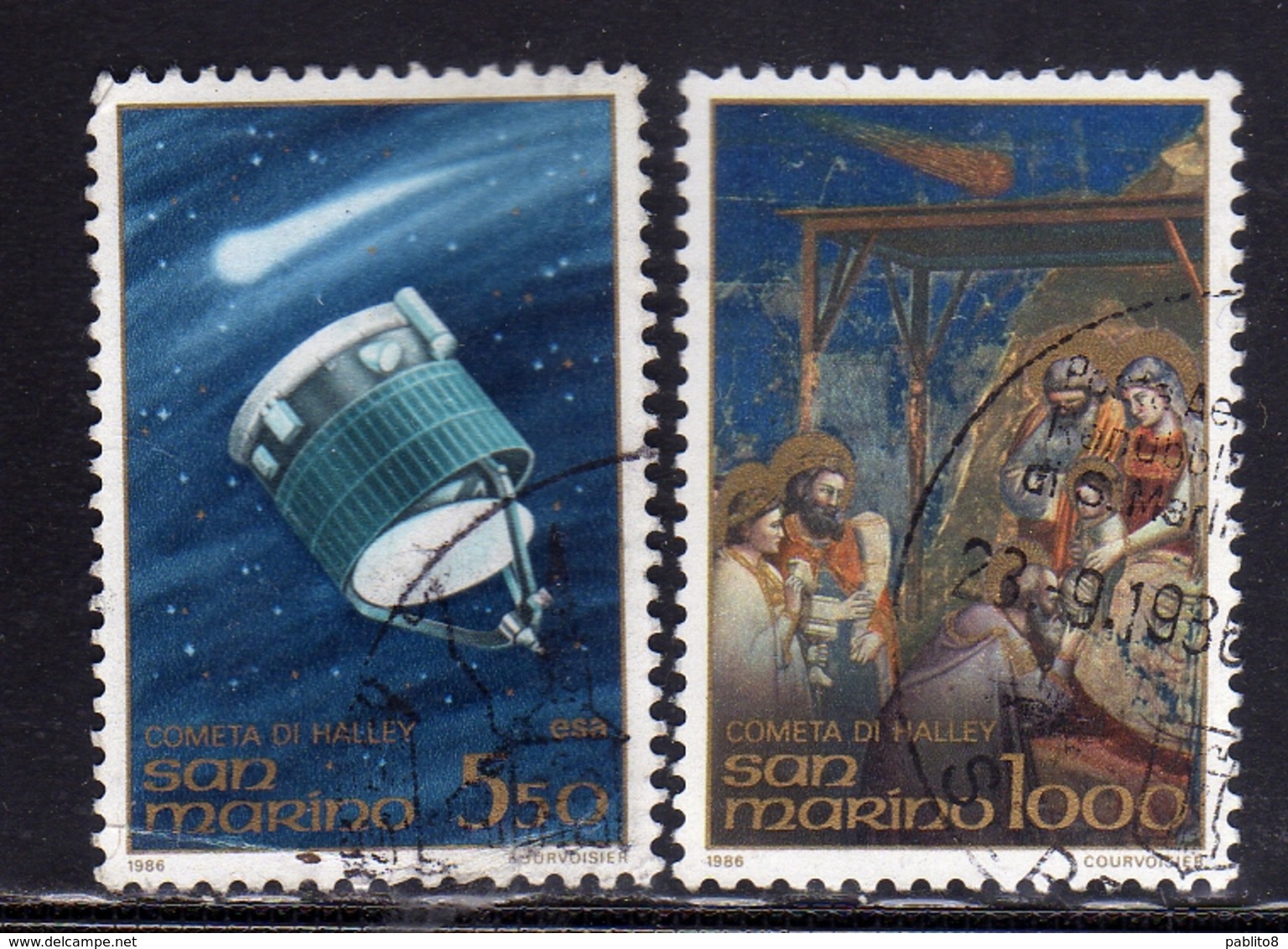 REPUBBLICA DI SAN MARINO 1986 COMETA DI HALLEY SERIE COMPLETA COMPLETE SET USATA USED OBLITERE' - Gebraucht