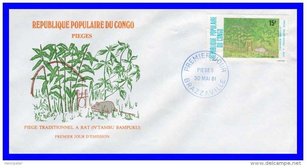 625-626 (Yvert) Sur 2 FDC Illustrées - Pièges Traditionnels Pour Animaux (rat) - République Populaire Du Congo 1981 - FDC