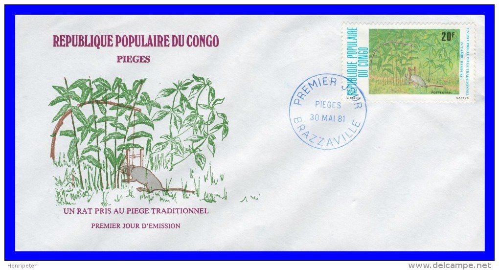 625-626 (Yvert) Sur 2 FDC Illustrées - Pièges Traditionnels Pour Animaux (rat) - République Populaire Du Congo 1981 - FDC