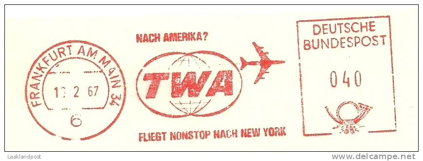 Germany Nice Cut Meter TWA Nach Amerika? Non Stop Nach New York Frankfurt 17-2-1967 - Vliegtuigen