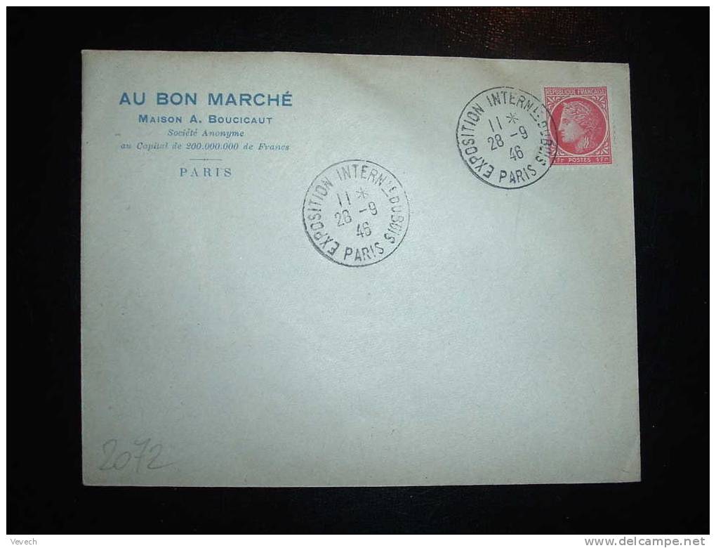 LETTRE TYPE CERES MAZELIN 1 F OBL. 28-09-1946 EXPOSITION INTERNATIONALE DU BOIS PARIS (75) - 1945-47 Cérès Van Mazelin