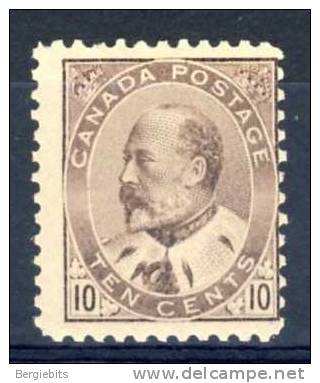 1903-1908 Canada King Edward VII  Issue 10 Cents  Brown Lilac  OG MH - Unused Stamps