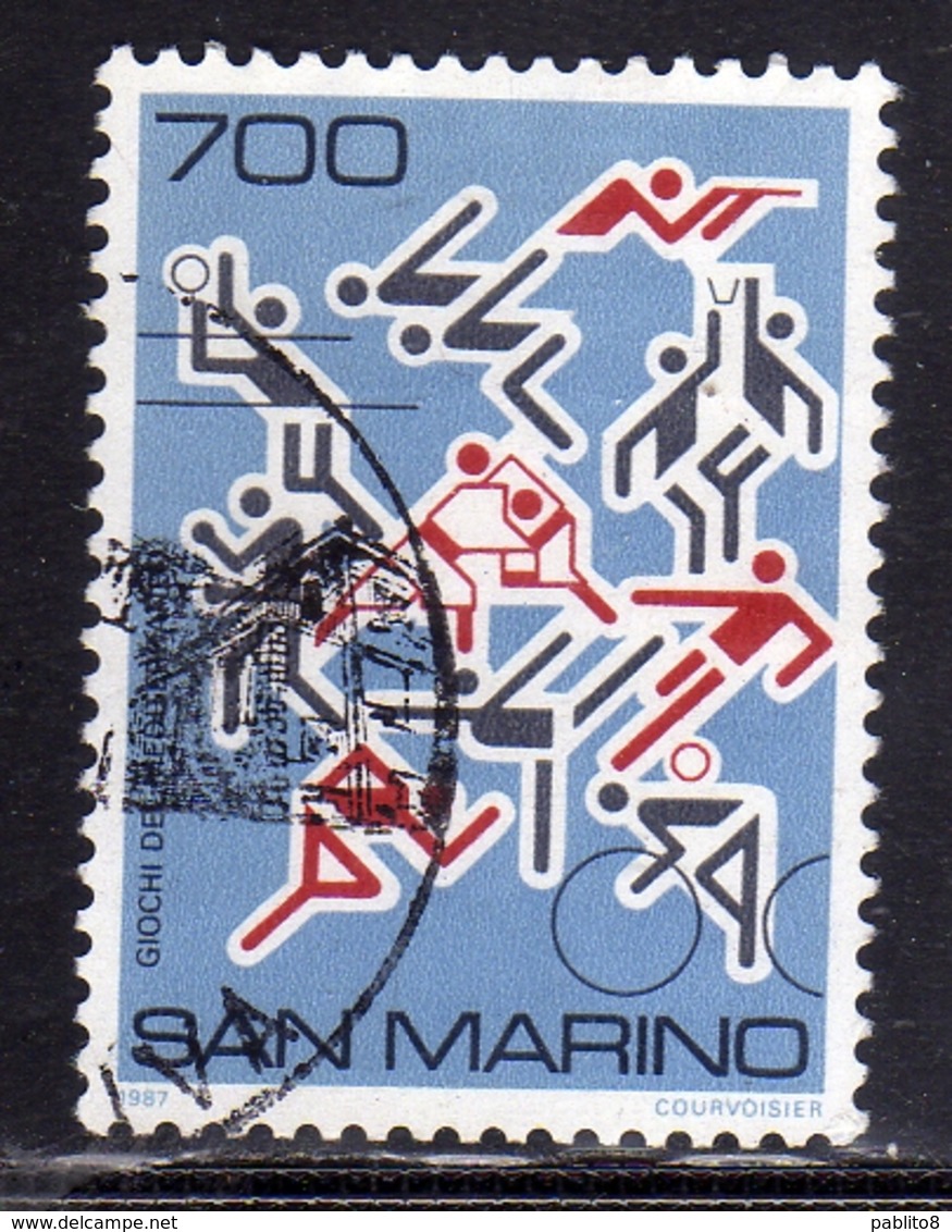 REPUBBLICA DI SAN MARINO 1987 GIOCHI DEL MEDITERRANEO MEDITERRANEAN GAMES LIRE 700 USATO USED OBLITERE' - Used Stamps
