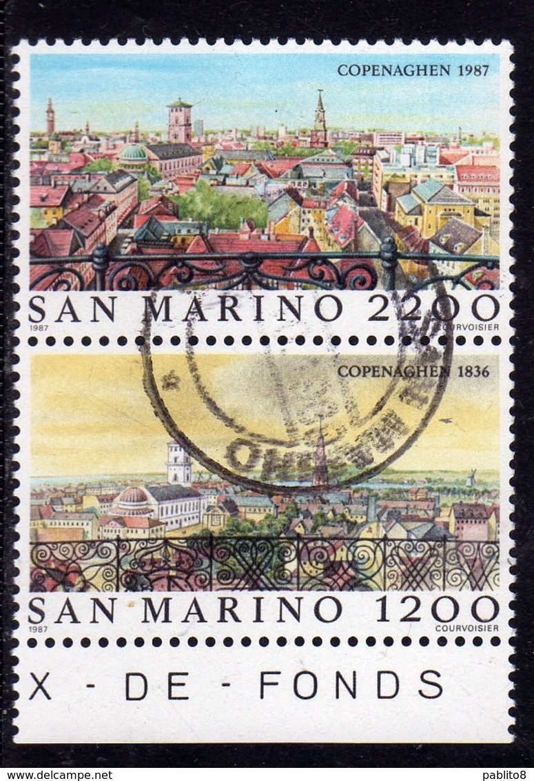 REPUBBLICA DI SAN MARINO 1987 COPENHAGEN 1836 SERIE COMPLETA COMPLETE SET USATA USED OBLITERE' - Used Stamps