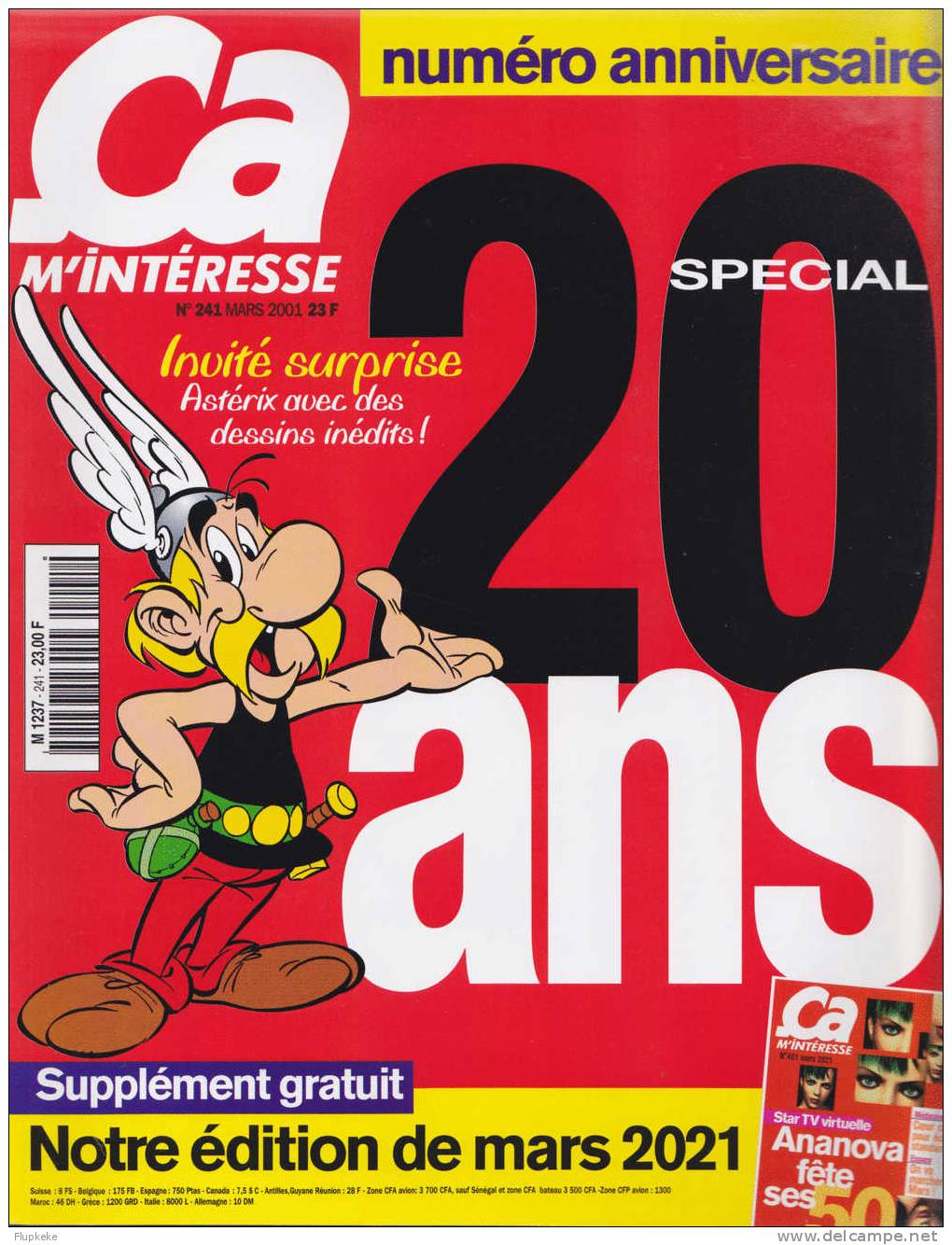 Ca M´intéresse 341 Mars 2001 Spécial 20 Ans Astérix Avec Des Dessins Inédits Albert Uderzo - Asterix