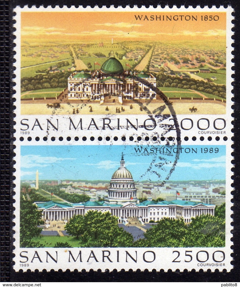 REPUBBLICA DI SAN MARINO 1989 WASHINGTON 1850 SERIE COMPLETA COMPLETE SET USATA USED OBLITERE' - Used Stamps