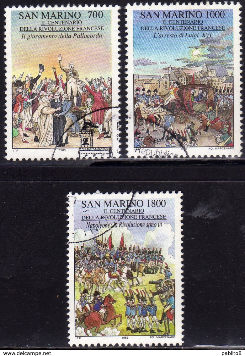 REPUBBLICA DI SAN MARINO 1989 RIVOLUZIONE FRANCESE FRENCH REVOLUTION SERIE COMPLETA COMPLETE SET USATA USED OBLITERE' - Used Stamps