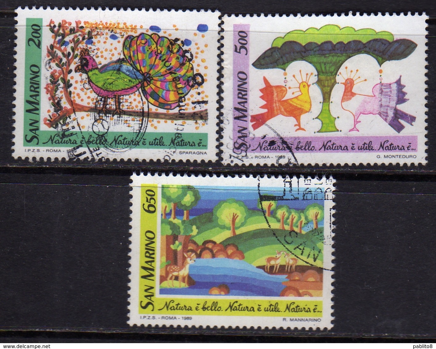 REPUBBLICA DI SAN MARINO 1989 NATURA E' BELLO, NATURA E' UTILE, NATURA E'.. SERIE COMPLETA COMPLETE SET USATA USED OBLIT - Used Stamps