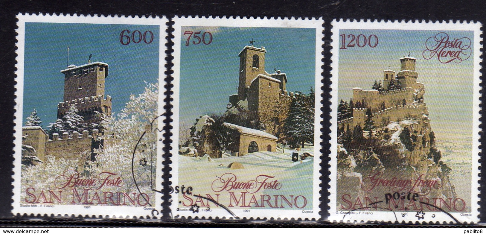 REPUBBLICA DI SAN MARINO 1991 NATALE CHRISTMAS NOEL WEIHNACHTEN NAVIDAD SERIE COMPLETA USATA USED OBLITERE' - Used Stamps