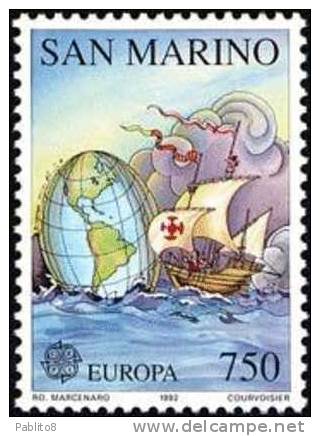 REPUBBLICA DI SAN MARINO 1992 EUROPA  UNITA CEPT SCOPERTA DELL'AMERICA SERIE COMPLETA COMPLETE SET USATA USED OBLITERE' - Usati