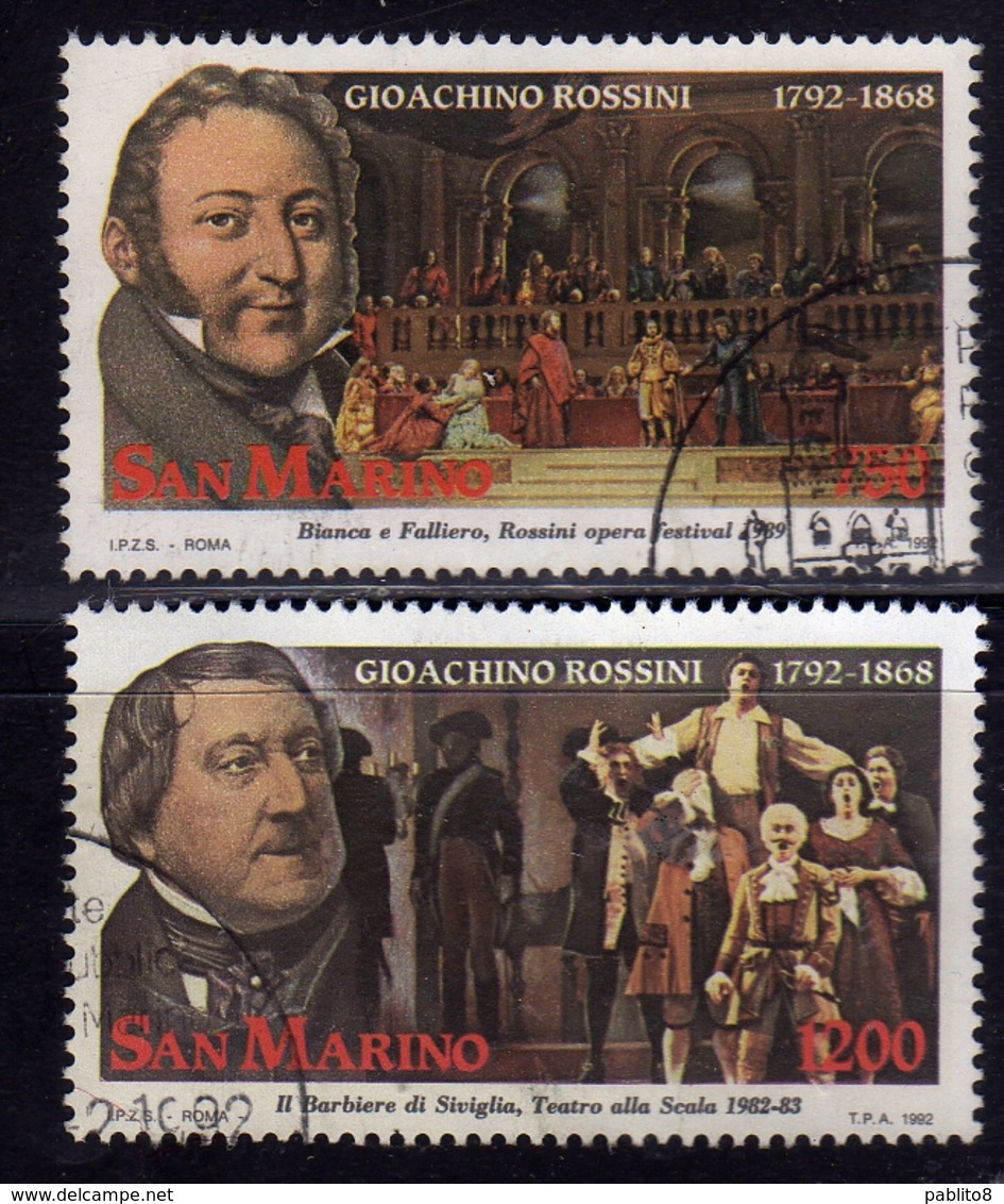 REPUBBLICA DI SAN MARINO 1992 CENTENARIO NASCITA GIOACCHINO ROSSINI SERIE COMPLETA COMPLETE SET USATA USED OBLITERE' - Usati