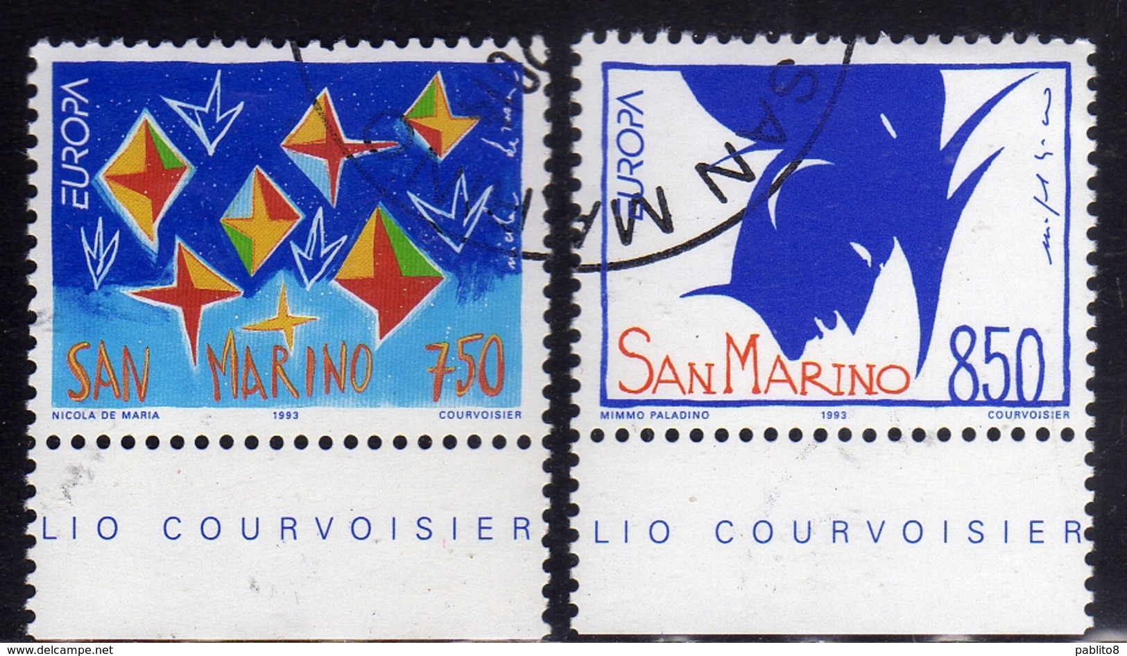 REPUBBLICA DI SAN MARINO 1993 EUROPA UNITA CEPT SERIE COMPLETA COMPLETE SET USATA USED OBLITERE' - Used Stamps