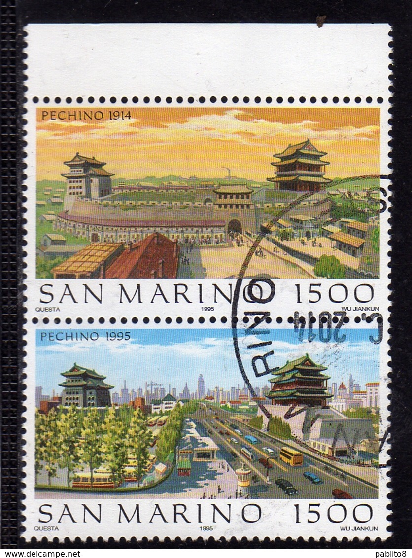 REPUBBLICA DI SAN MARINO 1995 PECHINO 1914 BEIJING SERIE COMPLETA COMPLETE SET USATA USED OBLITERE' - Usati