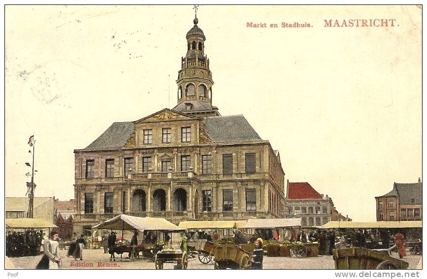 Maastricht : Markt Met Stadhuis ----1910 ( Oude Kleurkaart ) - Maastricht