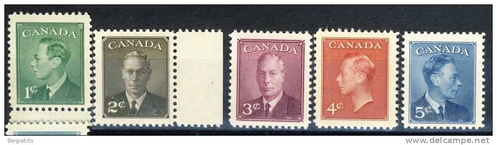 1950 Canada  Cplt. Set Of  5 King George VI Definitive  Stamps  MNH Postes-Postage Omitted - Unused Stamps