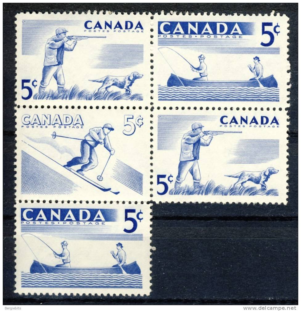 1957 Canada  Setenant Block Of 4 Recreational  Sport Commemorative  Stamps MNH - Unused Stamps