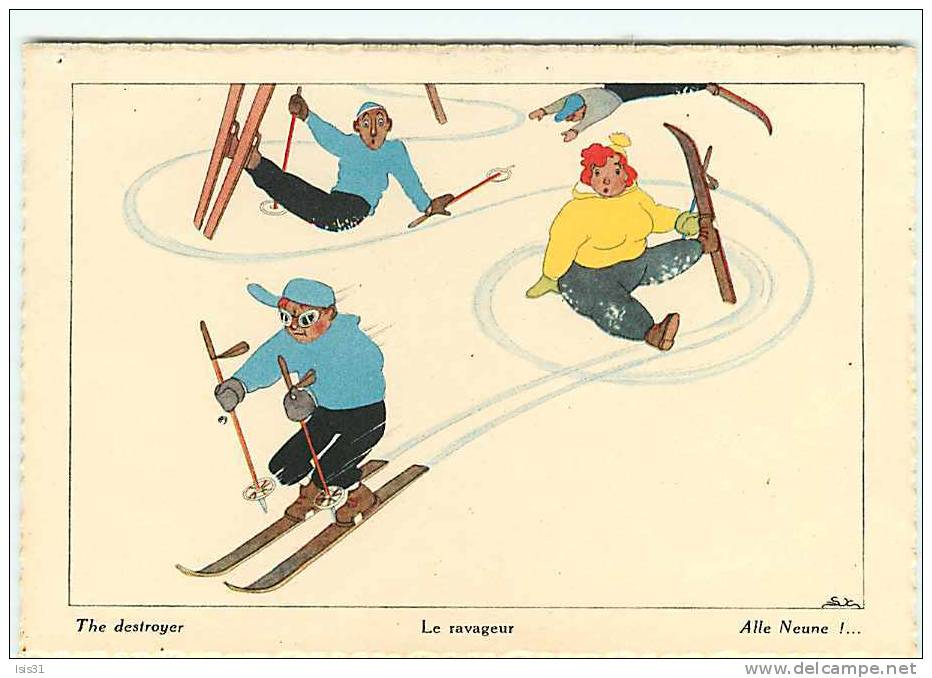 Illustrateurs Signés - Sports D´hiver - Ski - Illustrateur Samivel - Le Ravageur - état - Samivel