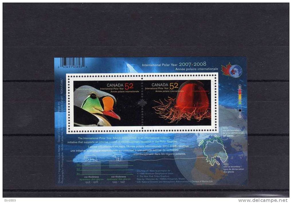 2007 Canada International Polar Year Bird And Jellyfish Fauna Miniature Sheet MNH - Unused Stamps