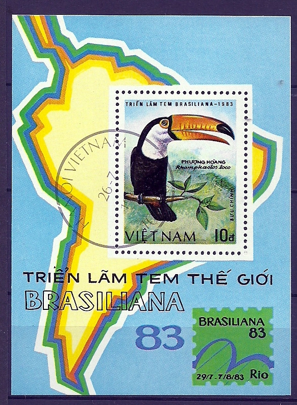 Vietnam Viet Nam 1961 Aves Birds Oiseaux Toucan Brasiliana 83 Sheet - Cuckoos & Turacos