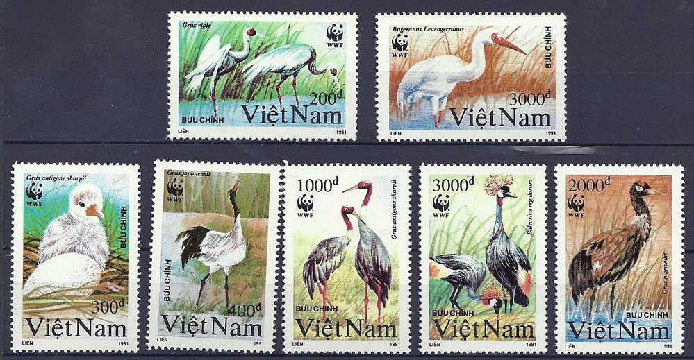 Vietnam Viet Nam 1991 Aves Birds Oiseaux Cranes MNH - Cranes And Other Gruiformes