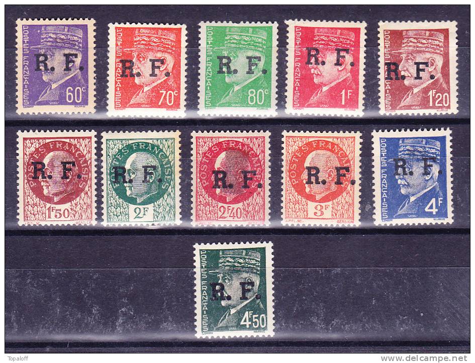 Timbres De 1941-42 Surchargés  N° 5 à 15 Neufs Charnières Fortes - Libération