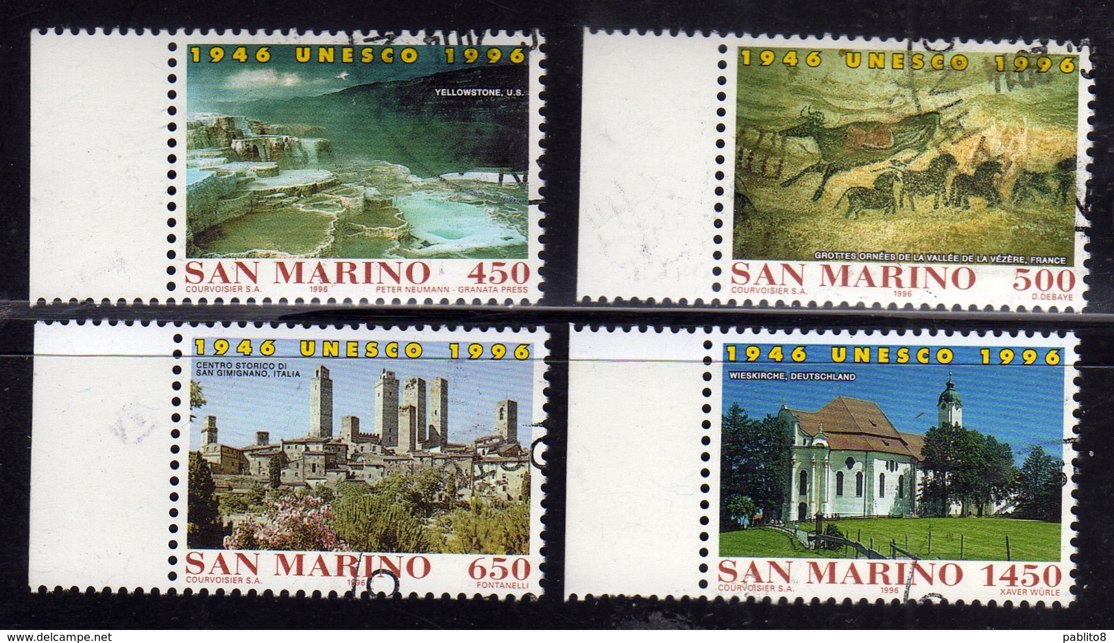 REPUBBLICA DI SAN MARINO 1996 UNESCO 50° ANNIVERSARIO ANNIVERSARY SERIE COMPLETA COMPLETE SET USATA USED OBLITERE' - Used Stamps