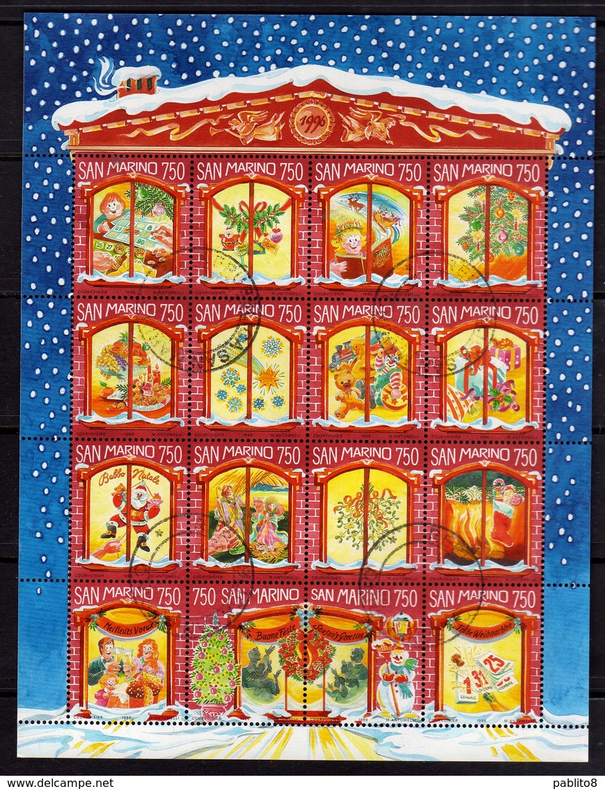 REPUBBLICA DI SAN MARINO 1996 NATALE CHRISTMAS NOEL WEIHNACHTEN NAVIDAD BLOCCO FOGLIETTO BLOCK SHEET USATA USED OBLITERE - Gebraucht