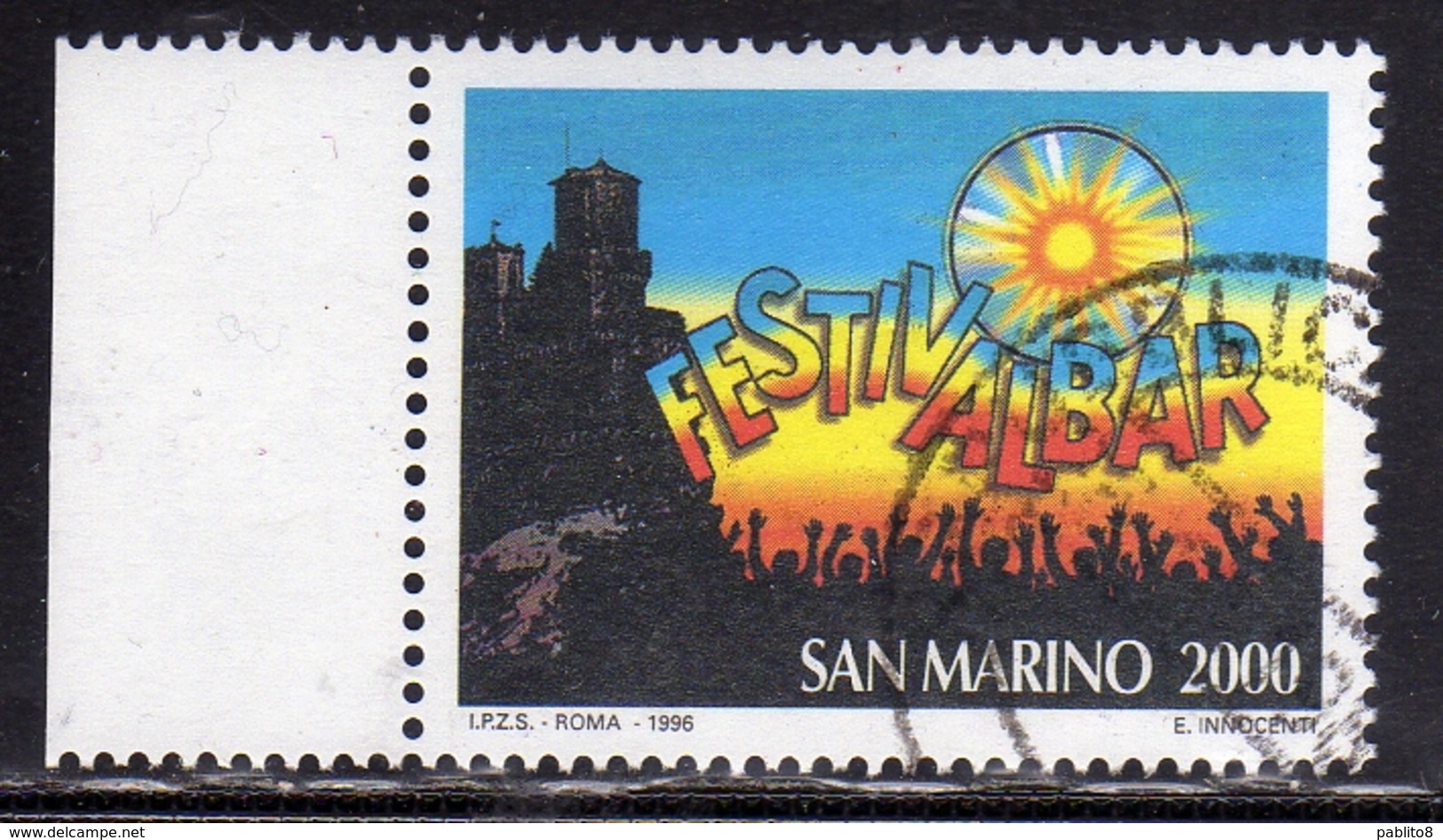 REPUBBLICA DI SAN MARINO 1996 FESTIVALBAR LIRE 2000 USATO USED OBLITERE' - Used Stamps