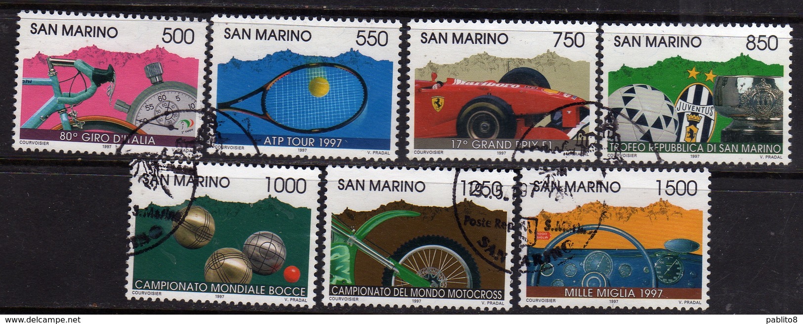 REPUBBLICA DI SAN MARINO 1997 AVVENIMENTI SPORTIVI SPORT EVENTS SERIE COMPLETA COMPLETE SET USATA USED OBLITERE' - Usati