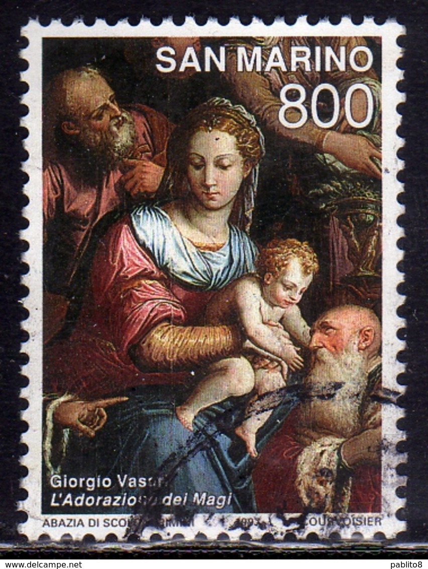 SAN MARINO 1997 NATALE CHRISTMAS NOEL WEIHNACHTEN NAVIDAD NATAL LIRE 800 USATO USED OBLITERE' - Used Stamps