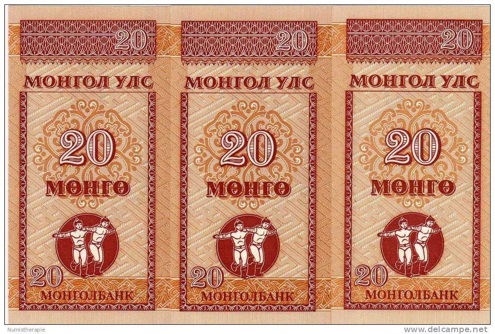 Mongolie : Petit Billet Vertical : 20 Mongo 1993 : UNC - Mongolia