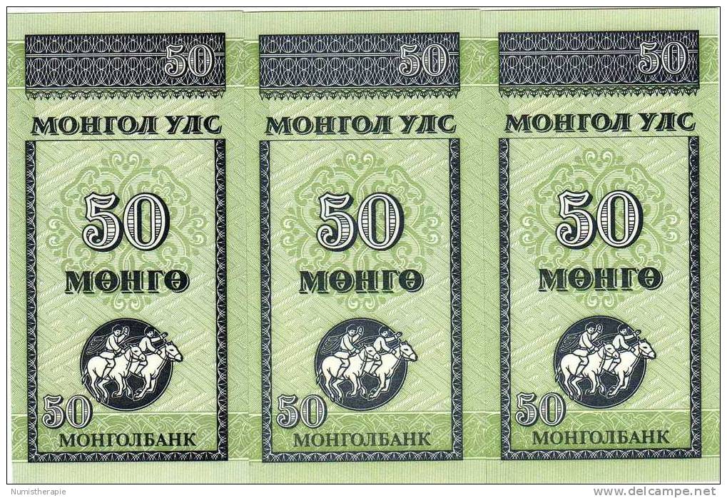 Mongolie : Petit Billet Vertical : 50 Mongo 1993 : UNC - Mongolia