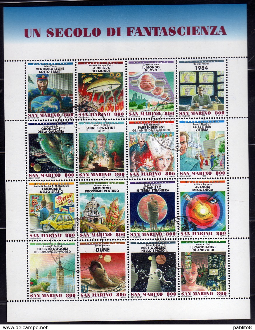 REPUBBLICA DI SAN MARINO 1998 UN SECOLO DI FANTASCIENZA SCIENCE FICTION CENTURY BLOCCO FOGLIETTO BLOCK SHEET USATO USED - Used Stamps