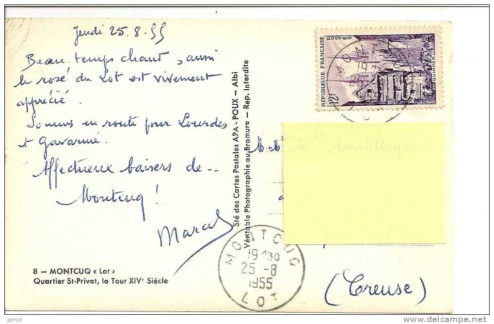 46 - MONTCUQ - Quartier St-Privat, La Tour XIVe Siècle - éd. APA POUX N° 8 - 1955 - Montcuq