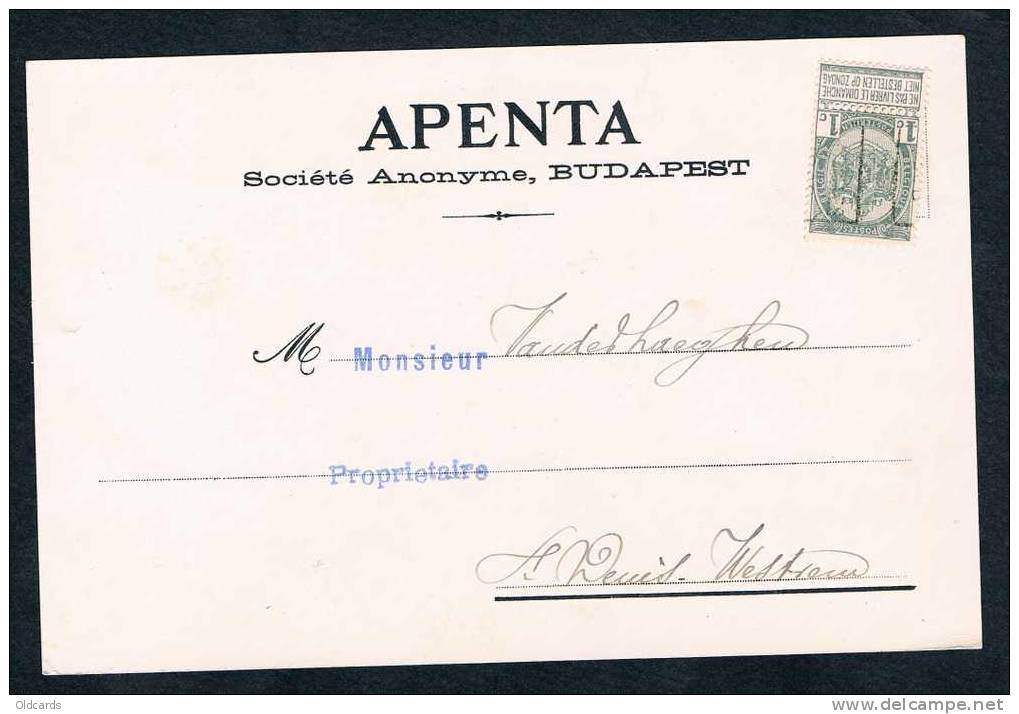 Imprimé Publicitaire "APENTA, Eau Purgative" Affr. 1c Gris Préo "BRUXELLES/1897". - Autres & Non Classés