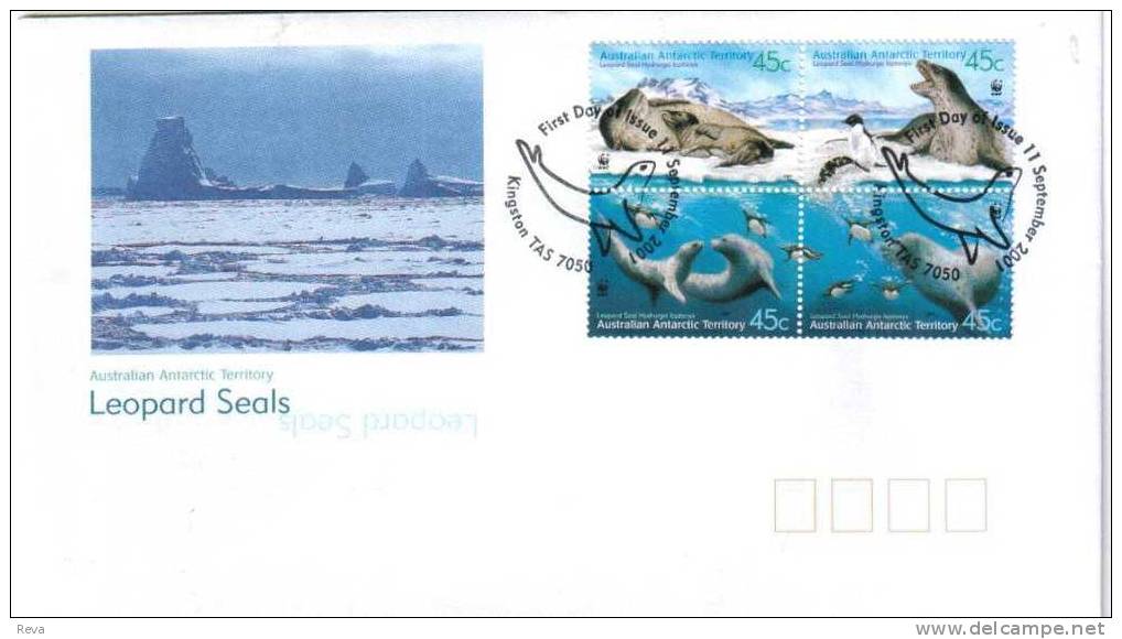 AUSTRALIA  FDC ANTARCTIC ANIMALS SEALS  SET OF 4  STAMPS SE-TENANT DATED 11-09-2001 CTO SG? READ DESCRIPTION !! - Brieven En Documenten